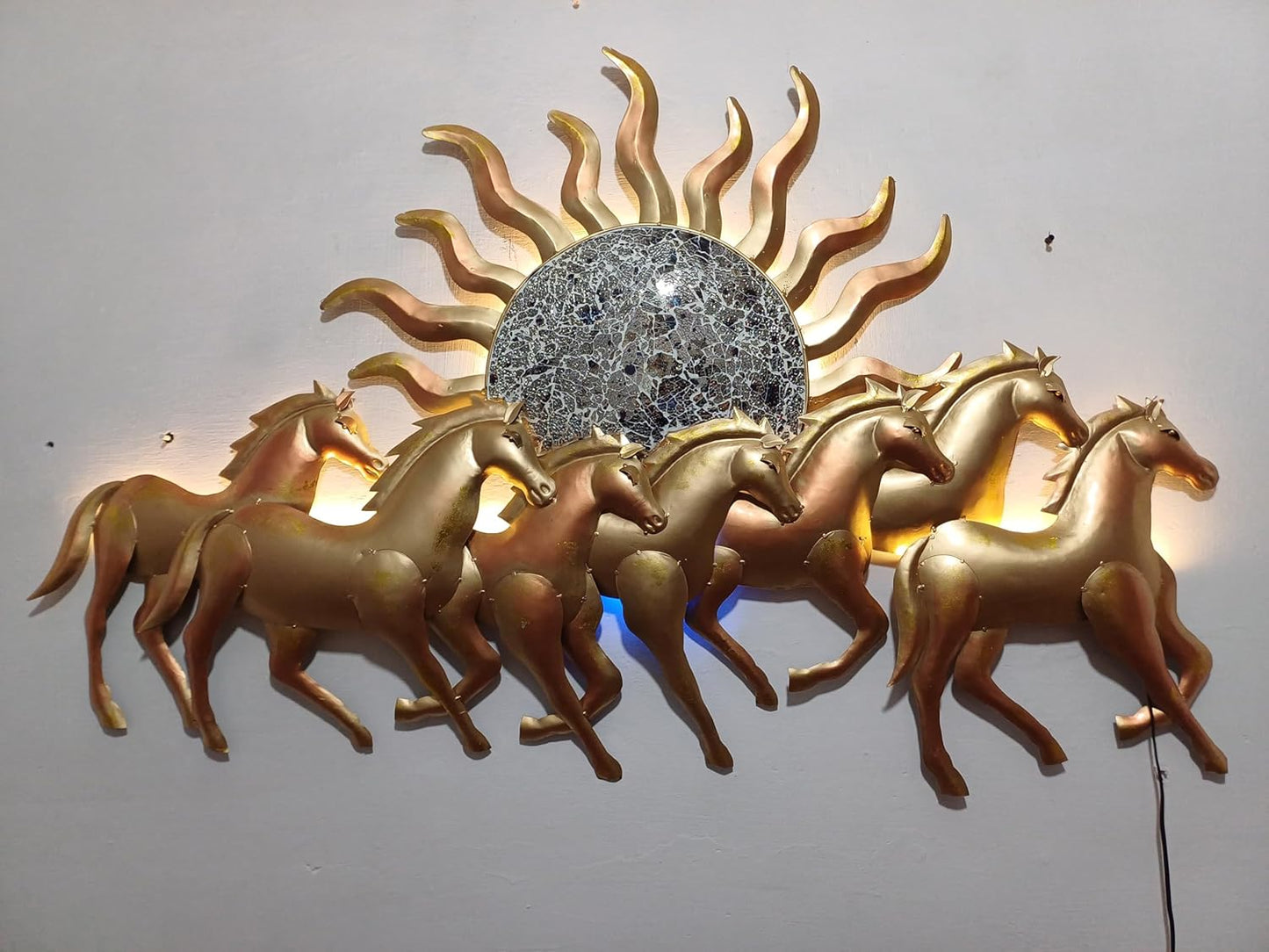 Golden Running Horses with Sun Wall Decor | Metal Horse Sculpture Wall Art for Living Room & Office” Alternative High-Search Title Options