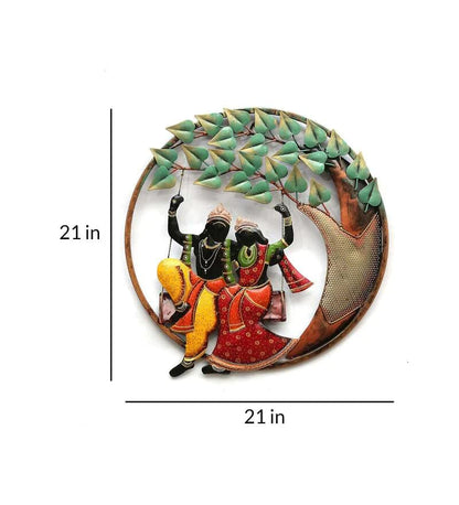 Radha Krishna Metal Wall Hanging Art for Home Decor & Living Room