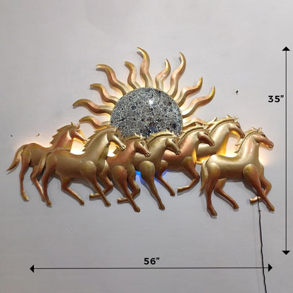 Golden Running Horses with Sun Wall Decor | Metal Horse Sculpture Wall Art for Living Room & Office”  Alternative High-Search Title Options