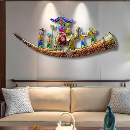 Indian Elephant Wall Art | Handmade Metal Wall Hanging | Royal Maharaja Wedding Decor | Ethnic Indian Home Decor Gift