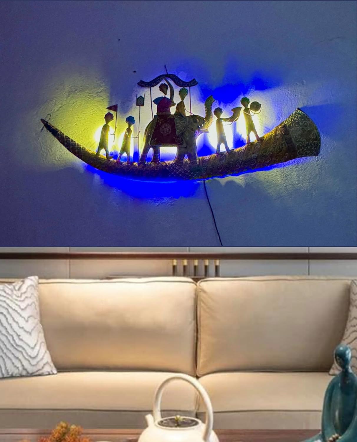 Indian Elephant Wall Art | Handmade Metal Wall Hanging | Royal Maharaja Wedding Decor | Ethnic Indian Home Decor Gift