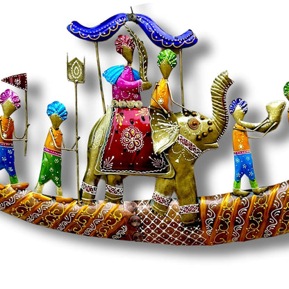Indian Elephant Wall Art | Handmade Metal Wall Hanging | Royal Maharaja Wedding Decor | Ethnic Indian Home Decor Gift
