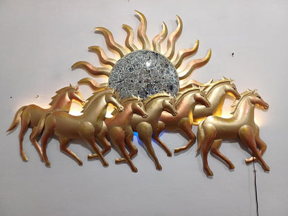 Golden Running Horses with Sun Wall Decor | Metal Horse Sculpture Wall Art for Living Room & Office”  Alternative High-Search Title Options