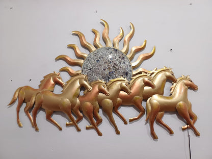 Golden Running Horses with Sun Wall Decor | Metal Horse Sculpture Wall Art for Living Room & Office”  Alternative High-Search Title Options