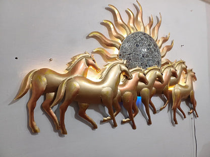 Golden Running Horses with Sun Wall Decor | Metal Horse Sculpture Wall Art for Living Room & Office”  Alternative High-Search Title Options