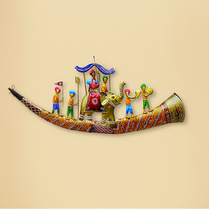Indian Elephant Wall Art | Handmade Metal Wall Hanging | Royal Maharaja Wedding Decor | Ethnic Indian Home Decor Gift