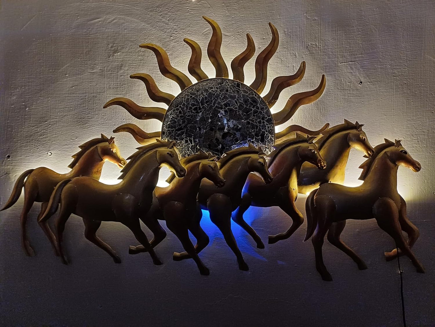 Golden Running Horses with Sun Wall Decor | Metal Horse Sculpture Wall Art for Living Room & Office”  Alternative High-Search Title Options