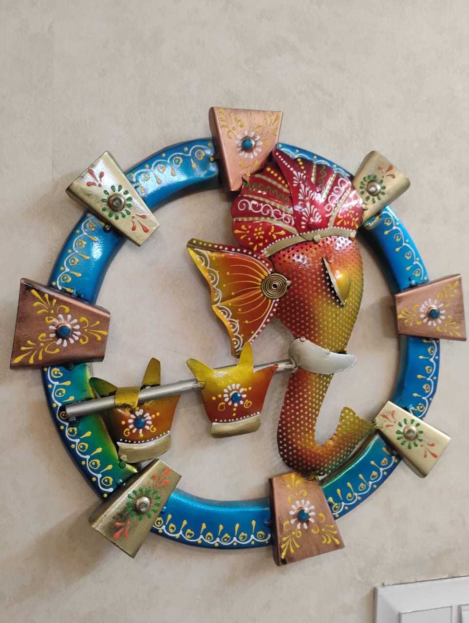 Ganesh Ji Metal Wall Art | Ethnic Handicraft Wall Décor for Living Room