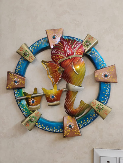 Ganesh Ji Metal Wall Art | Ethnic Handicraft Wall Décor for Living Room