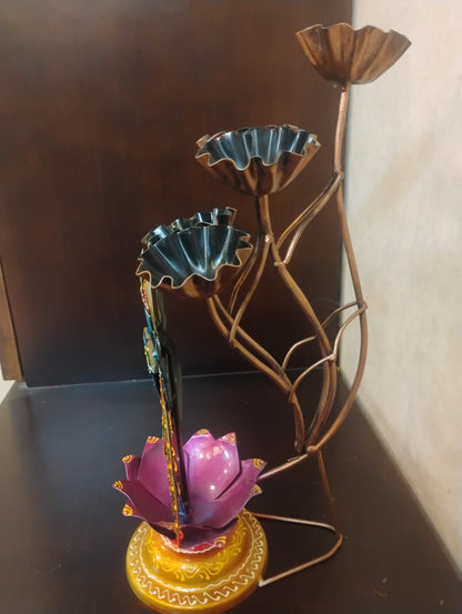 Handmade Metal Lord Krishna Candle Stand | Decorative Diya Holder | Indian Home Decor | Spiritual Wall & Table Art Gift
