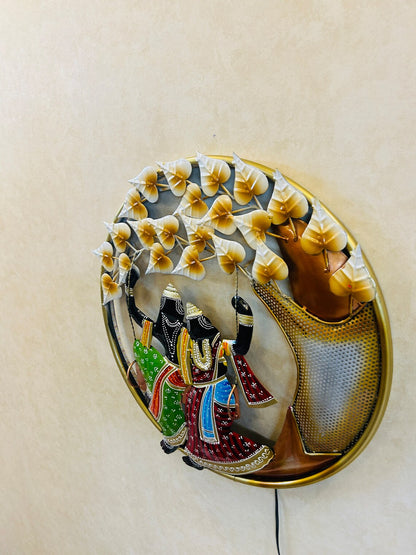 Radha Krishna Metal Wall Hanging Art for Home Decor & Living Room
