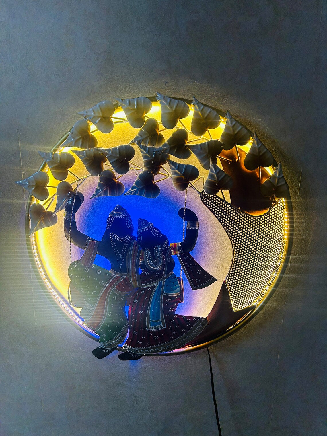 Radha Krishna Metal Wall Hanging Art for Home Decor & Living Room