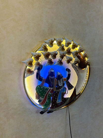 Radha Krishna Metal Wall Hanging Art for Home Decor & Living Room