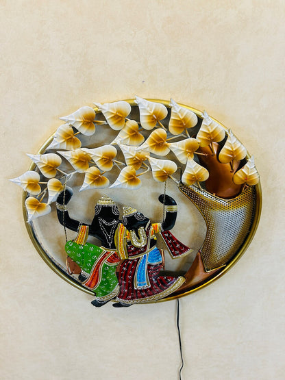 Radha Krishna Metal Wall Hanging Art for Home Decor & Living Room