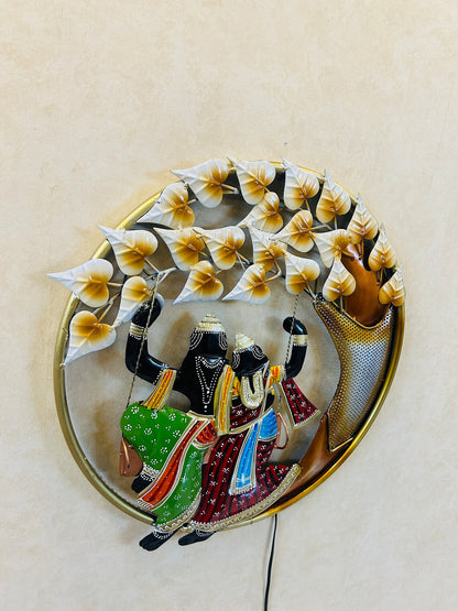 Radha Krishna Metal Wall Hanging Art for Home Decor & Living Room