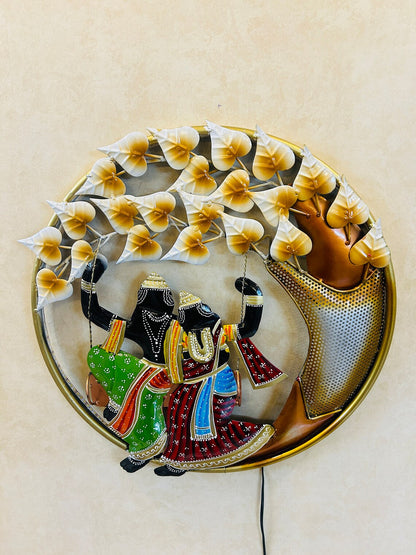 Radha Krishna Metal Wall Hanging Art for Home Decor & Living Room