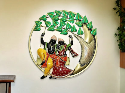 Radha Krishna Metal Wall Hanging Art for Home Decor & Living Room