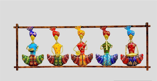 Handmade Indian Folk Musician Wall Art | Rajasthani Metal Wall Hanging | Colorful Home Decor | Traditional Ethnic Wall Decor Gift