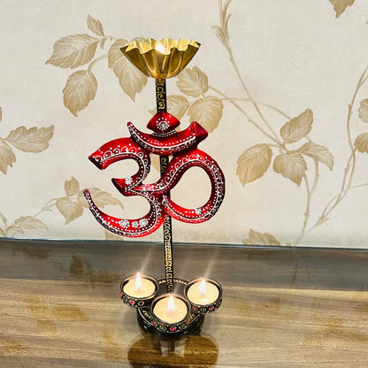 Handcrafted OM Tealight Candle Holder – Spiritual Home Decor | Metal Handicraft