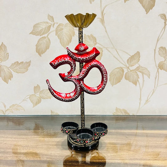 Handcrafted OM Tealight Candle Holder – Spiritual Home Decor | Metal Handicraft