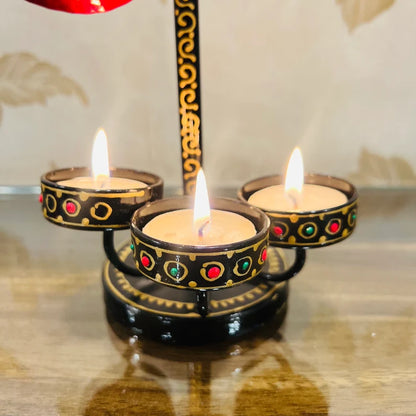 Handcrafted OM Tealight Candle Holder – Spiritual Home Decor | Metal Handicraft