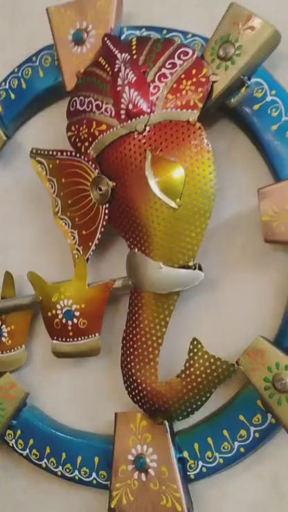 Ganesh Ji Metal Wall Art | Ethnic Handicraft Wall Décor for Living Room